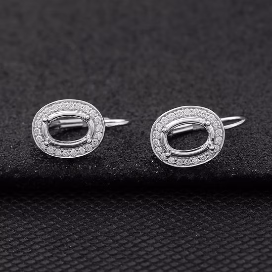 좋은 제조업체가 제작한 프렌치 잠금 장치가 있는 화이트 솔리드 골드 세미 귀걸이 마운트